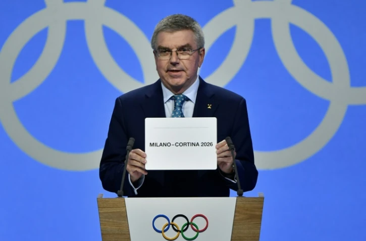 Le président du CIO Thomas Bach lors de l'annonce de l'attribution des JO d'hiver 2026 à Milan/Cortina d'Ampezzo le 24 juin 2019