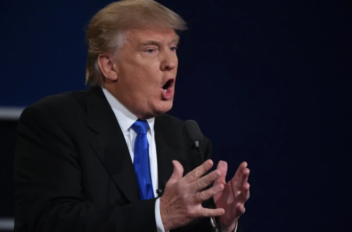 Le candidat républicain à la Maison Blanche Donald Trump lors du premier débat face à Hillary Clinton à Hempstead, dans l'Etat de New York, le 26 septembre 2016