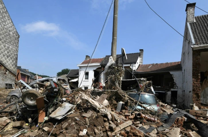 Les dégâts provoqués par des inondations à Pepinster, le 19 juillet 2021 en Belgique