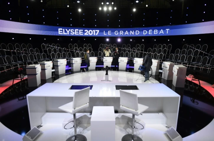 Un plateau à La Plaine-Saint-Denis avant un débat présidentiel, le 4 avril 2017