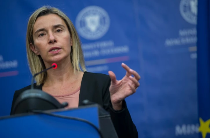 La chef de la diplomatie de l'UE Federica Mogherini lors d'une conférence de presse le 7 octobre 2016, à Bucarest