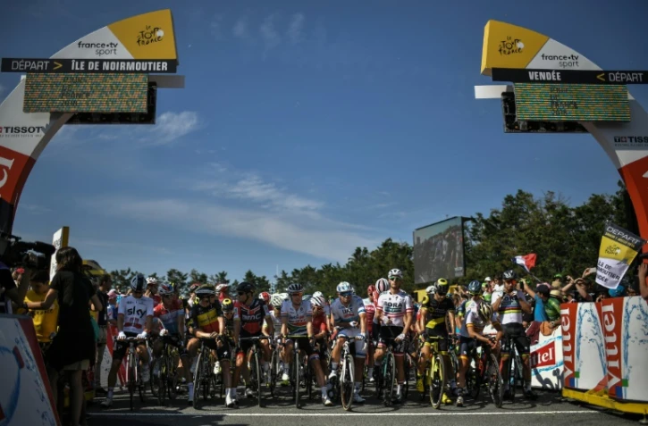 Départ de 1a 1re étape du Tour de France 2018, de Noirmoutier-en-l'Île à Fontenay-le Comte, le 7 juillet 2018