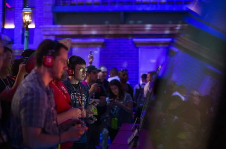 Stand Nintendo à l'ouverture du salon des jeux vidéo E3 à Los Angeles en 2017 