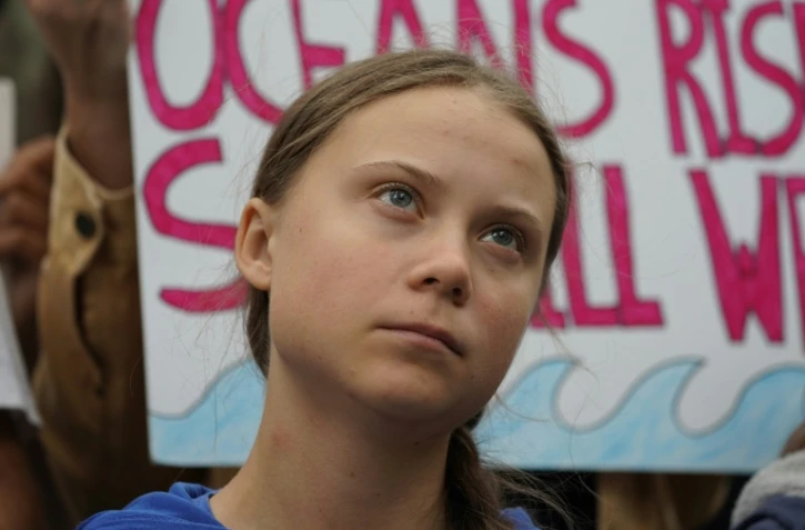 Greta Thunberg lors d'une manifestation, le 6 septembre 2019 devant les Nations unies, Ă New York