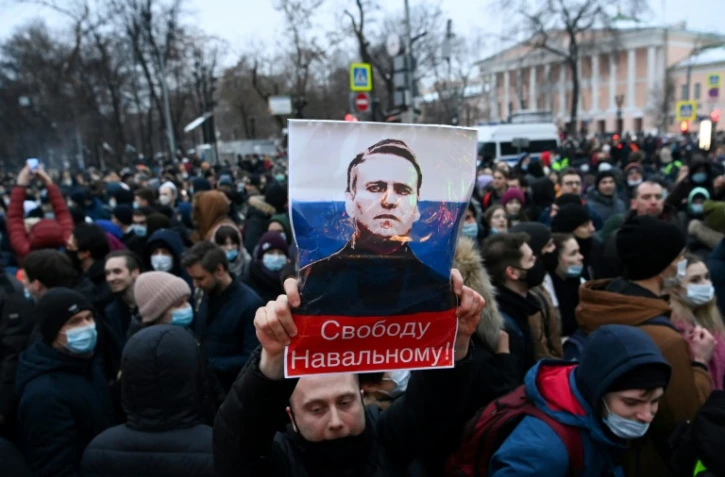 Manifestation en faveur de l'opposant russe Alexeï Navalny, le 23 janvier 2021 à Moscou