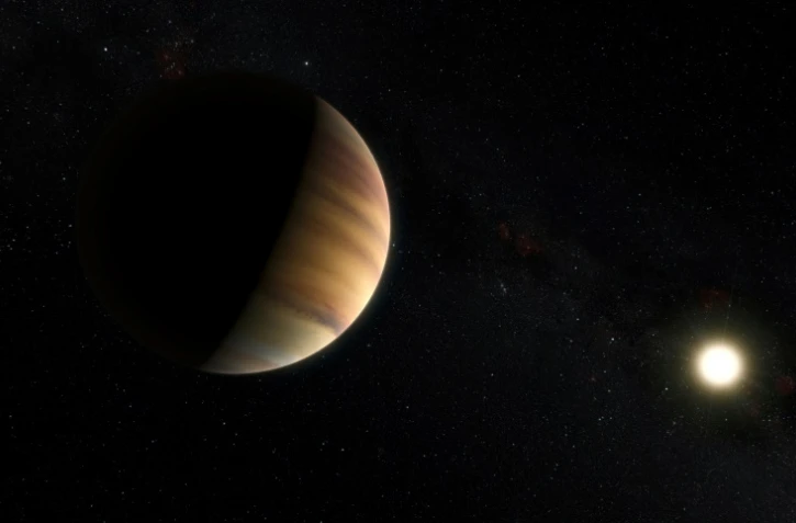 Croquis d'artiste transmis par l'Observatoire européen austral le 20 avril 2015 représente l'exoplanète 51 Pegasi b, qui orbite autour d'une étoile à 50 années lumière de la Terre, dans la constellation de Pegase