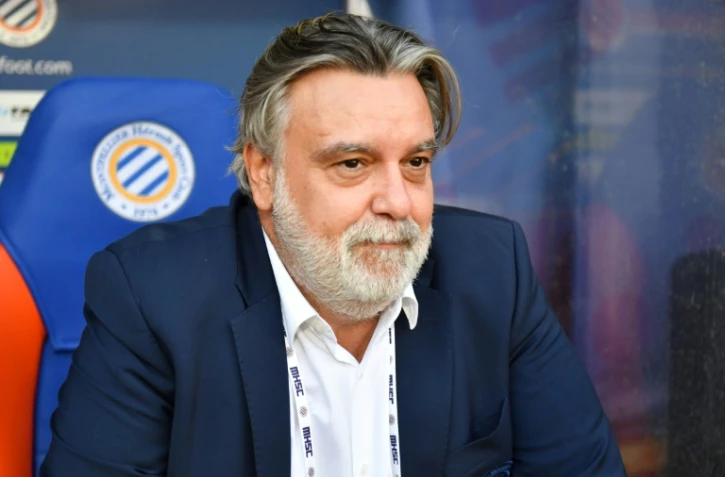 Le président de Montpellier Laurent Nicollin lors d'un match de Ligue 1 contre Rennes au stade de la Mosson, le 10 août 2019
