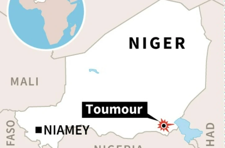 Localisation de la ville de Toumour au Niger, théâtre d'une attaque contre la société de forage française Foraco