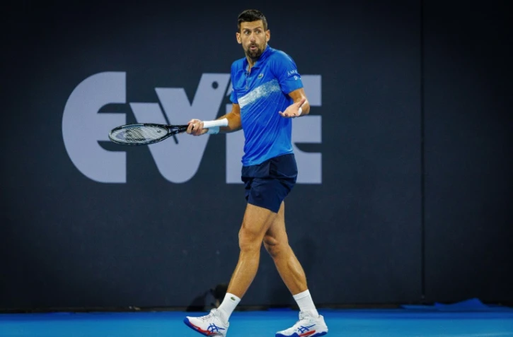 Le Serbe Novak Djokovic lors de sa défaite face à l'Américain Reilly Opelka, à Brisbane, le 3 janvier 2025