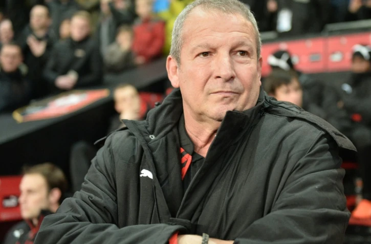 Le nouvel entraîneur de Rennes Rolland Courbis lors du match de Ligue 1 contre le Gazélec Ajaccio, le 22 janvier 2016 au Roazhon Park