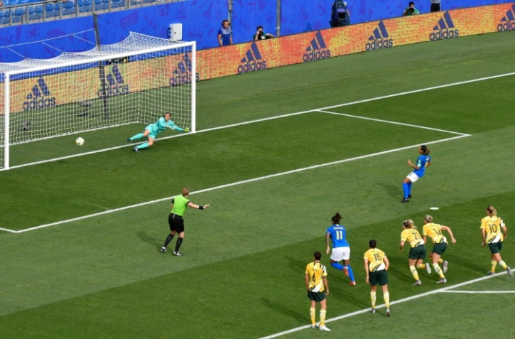 Le Brésil reste sur une défaite  devant l'Australie, malgré l'ouverture du score, sur penalty, par Marta, le 13 juin 2019 à La Mosson