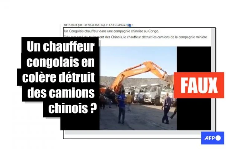   Cette vidéo ne montre pas la destruction de camions chinois par un chauffeur congolais