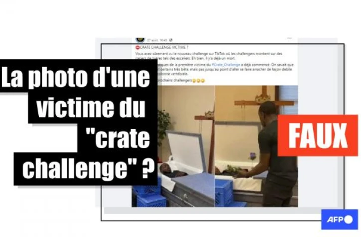   Cette photo ne montre pas un mort du "crate challenge" mais une mise en scène dénonçant les risques de ce nouveau "jeu"