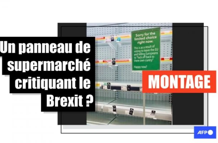   Cette photo a été modifiée: le panneau original ne condamne pas le vote en faveur du Brexit