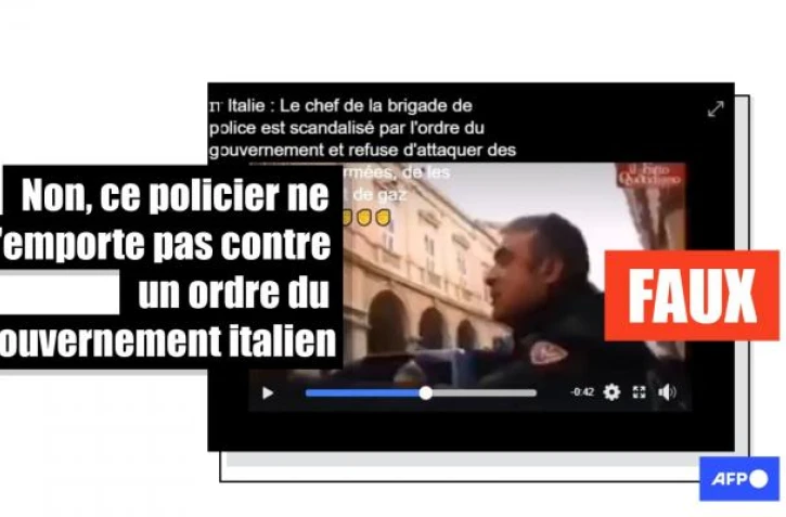   Attention à cette vidéo prétendant montrer un policier en colère contre le gouvernement italien