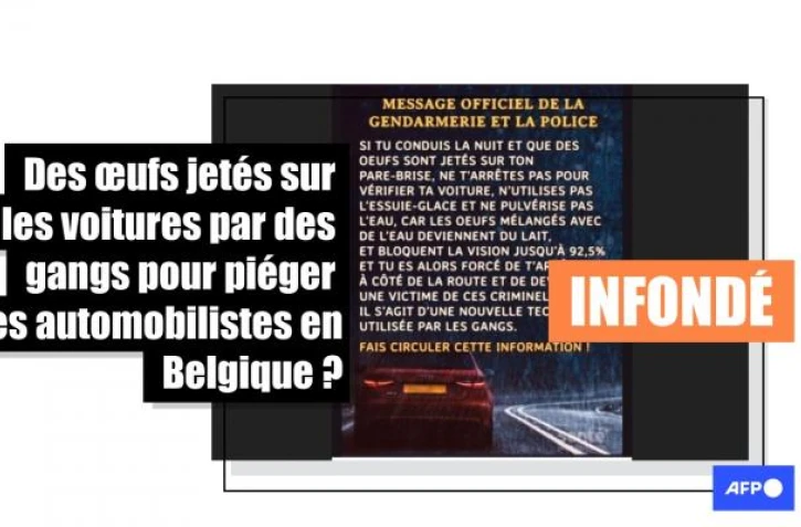   Attention à cette fausse rumeur sur une technique criminelle consistant à jeter des &oelig;ufs sur le pare-brise des automobilistes