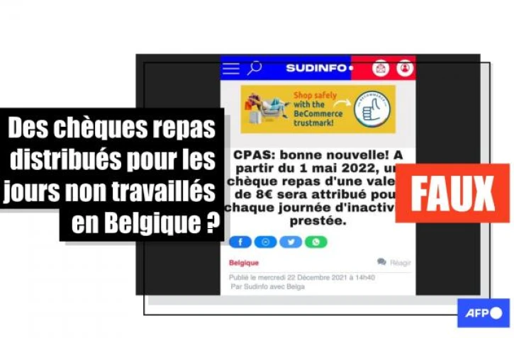   Non, il n'y a pas eu de décision d'attribuer des "chèques repas" en Belgique pour les jours non travaillés