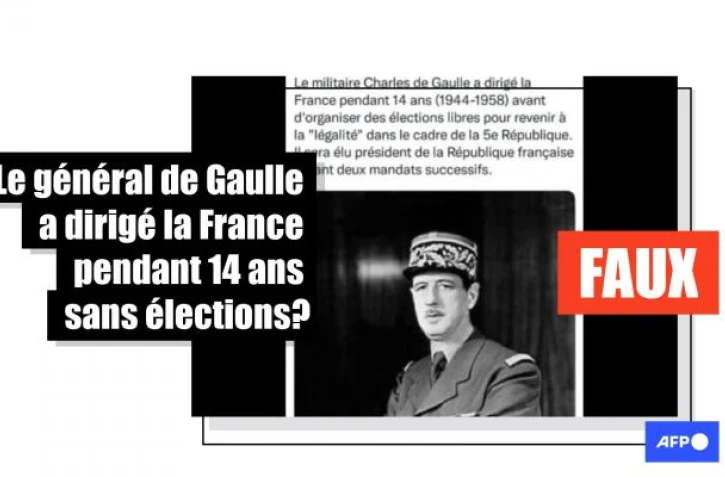   Le général de Gaulle n'a pas dirigé la France pendant 14 ans sans élection, comme l'affirment ces infox au Mali