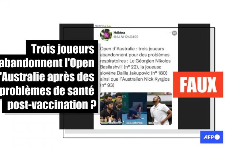   Ces joueurs n'ont pas "abandonné" l'Open d'Australie en raison de problèmes respiratoires après avoir été vaccinés