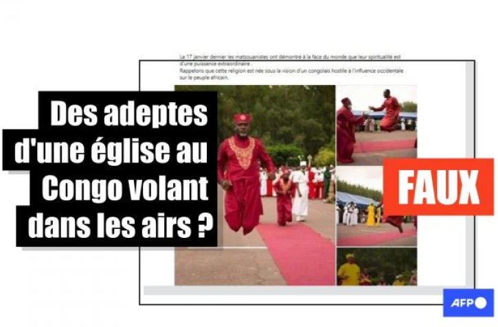  Ces images ne montrent pas des adeptes d'une église au Congo en train de s'envoler