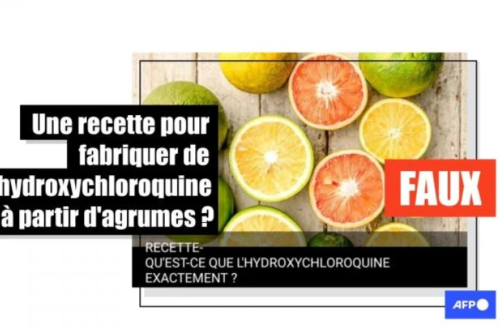   Non, l'hydroxychloroquine ne peut être fabriquée à partir d'agrumes