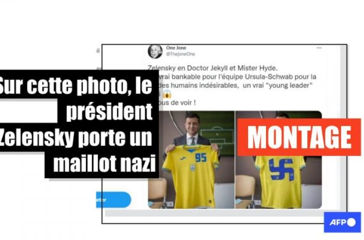   Attention à cette photo falsifiée du président ukrainien tenant un T-shirt à croix gammée