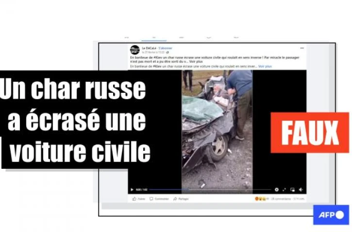   Attention à cette vidéo prétendant montrer un char russe écrasant une voiture en Ukraine