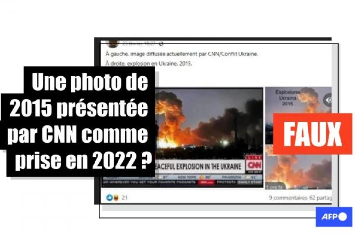   Cette photo d'une explosion en Ukraine date bien de 2022 et a été manipulée