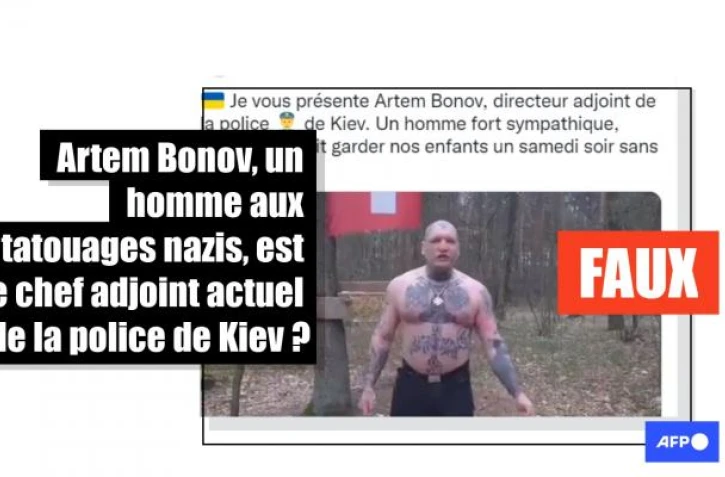 Non, un homme aux tatouages nazis nommé Artem Bonov n'est pas l'actuel chef adjoint de la police de Kiev