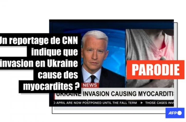  Cette image d'un reportage de CNN qui indiquerait que l'invasion en Ukraine cause des myocardites est parodique