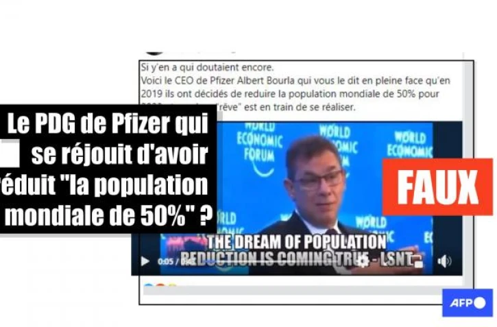   Le PDG de Pfizer qui se réjouit d'avoir réduit "la population mondiale de 50% d'ici 2023" ? Attention à ce montage vidéo