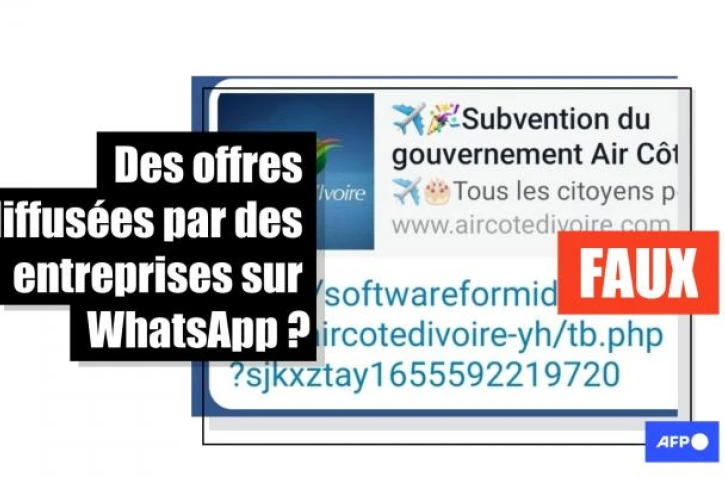   "Cliquez sur le lien", "remplissez une brève enquête"...Attention à ces messages qui se font passer pour des entreprises sur WhatsApp en Côte d'Ivoire