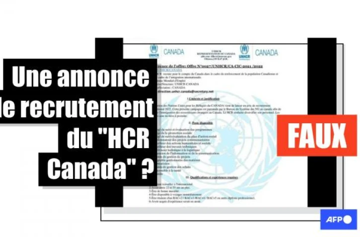 Attention à cette fausse annonce de recrutement attribuée au HCR Canada