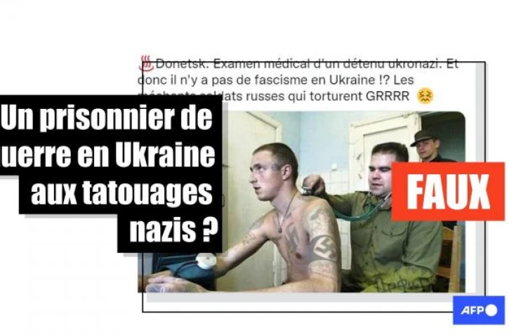   Ukraine : cet homme aux tatouages nazis n'est pas un prisonnier de guerre, mais un détenu photographié au Bélarus en 2005