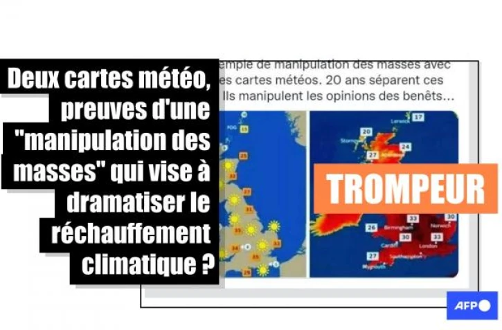   Non, ces cartes météo ne sont pas la preuve d'une "manipulation des masses" à propos du dérèglement climatique