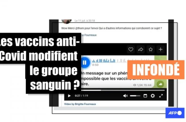   Non, les vaccins contre le Covid-19 ne modifient pas le groupe sanguin d'une personne, expliquent des spécialistes