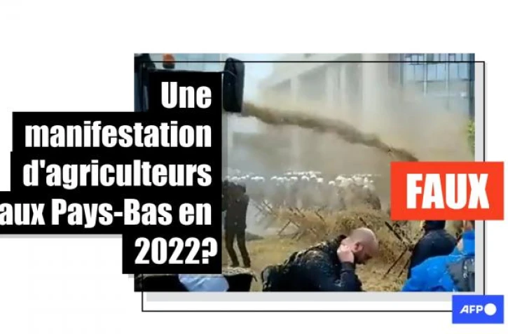   Attention à cette vidéo affirmant montrer une manifestation d'agriculteurs aux Pays-Bas en 2022