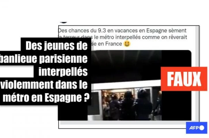   Une arrestation musclée de vacanciers français dans le métro espagnol en 2022 ? Non, il s'agit de supporters de foot interpellés à Bucarest en 2020
