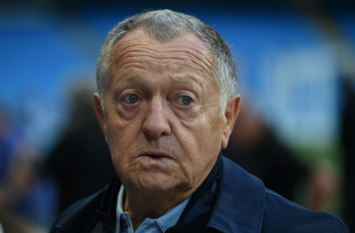 Le président de Lyon Jean-Michel Aulas lors d'un entraînement de son équipe le 18 septembre 2018 à Manchester