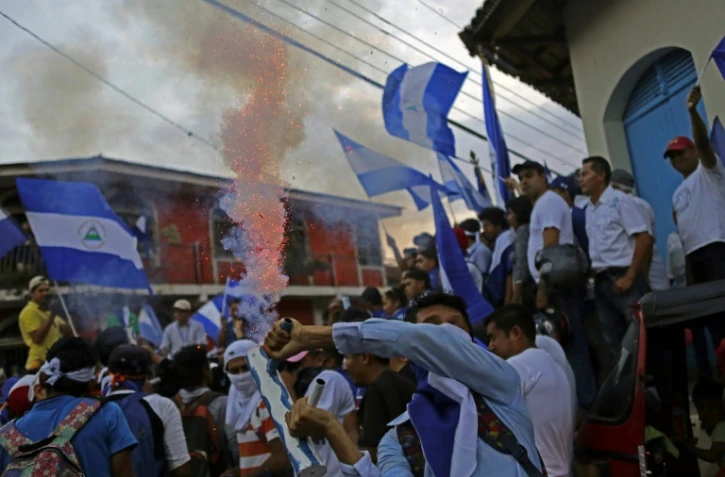 Des manifestants demandent justice après plusieurs morts dans des récentes manifestations, le 5 mai 2018 à Niquinohomo, près de Managua, au Nicaragua 