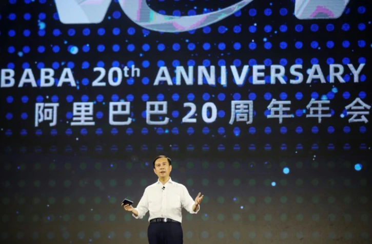 Le PDG d'Alibaba, Daniel Zhang, lors de la commémoration des 20 ans de la création du groupe, à Hangzhou dans l'est de la Chine, le 10 septembre 2019