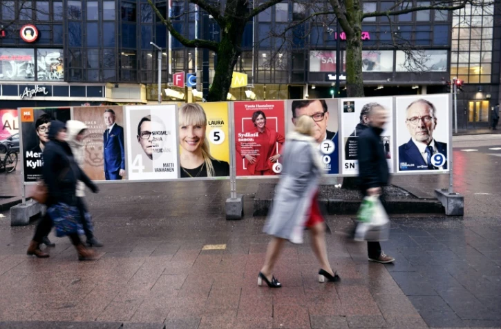 Affiches de campagne pour le scrutin présidentiel à Helsinki, en Finlande, le 27 janvier 2018