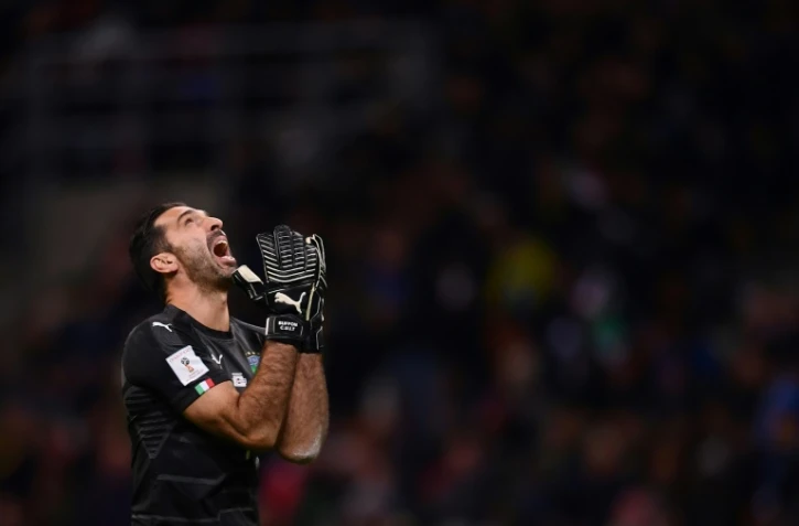 Le gardien de l'Italie Gianluigi Buffon lors du match contre la Suède en barrage retour de qualif pour le Mondial-2018 à San Siro, le 13 novembre 2017 
