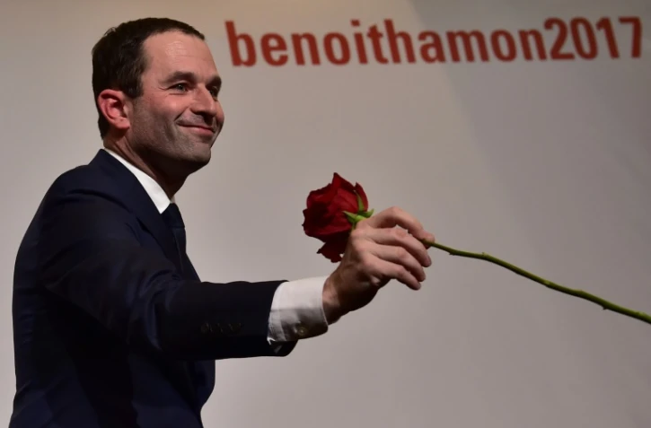 Benoît Hamon au soir de sa victoire au second tour de la primaire le 29 janvier 2017 à Paris