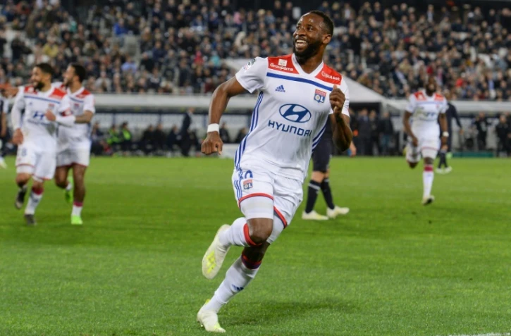 L'attaquant de Lyon Moussa Dembélé après un but à Bordeaux, le 26 avril 2019