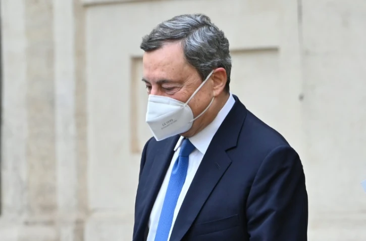 Mario Draghi quitte le palais présidentiel, le 3 février 2021 à Rome