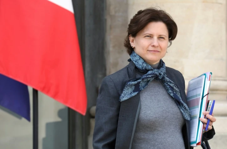 La minstre des sports Roxana Maracineanu à la sortie de l'Elysée, le 17 avril 2019