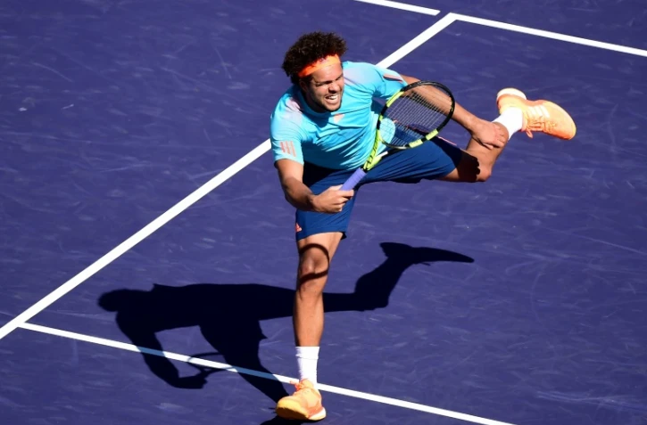 Jo-Wilfried Tsonga face à l'Italien Fabio Fognini à Indian Wells, en Californie, le 11 mars 2017