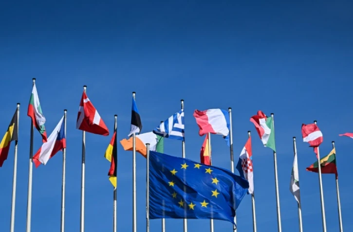 Le drapeau européen dans l'est de la France, le 25 mars 2024