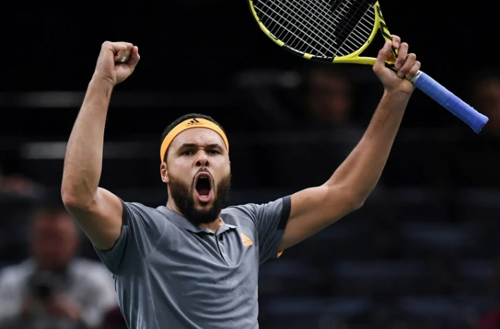 Le Français Jo-Wilfried Tsonga après sa victoire face au Russe Andrey Rublev, lors du Masters 1000 de Paris, le 28 octobre 2019